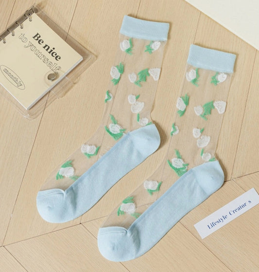 Floral Sheer Socks