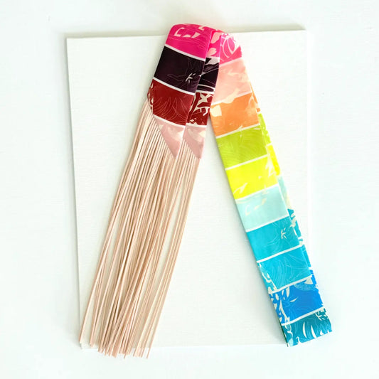 Fringe Twilly Scarf Geometric Flower Pattern