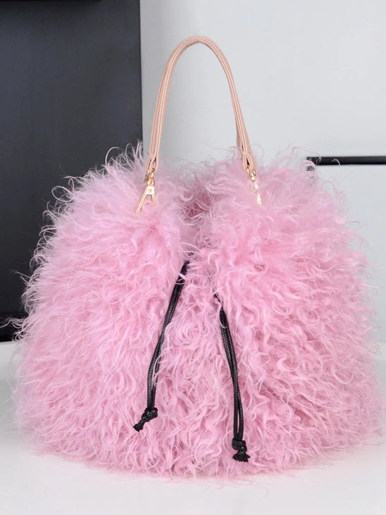 Faux Mongolian Fur Hand Bag