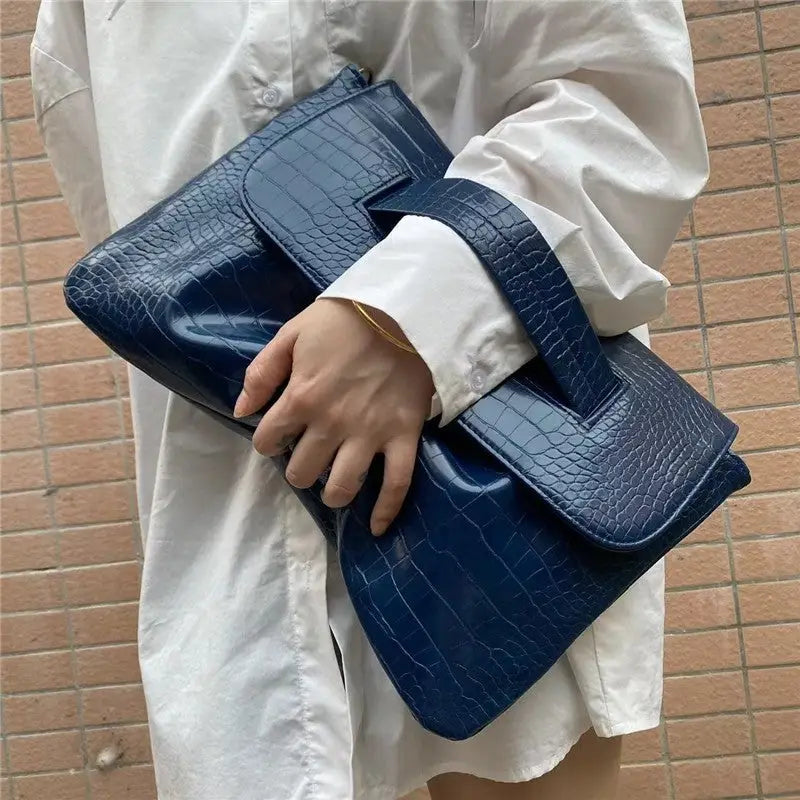 Crocodile Print Cluch With Wrist Strap