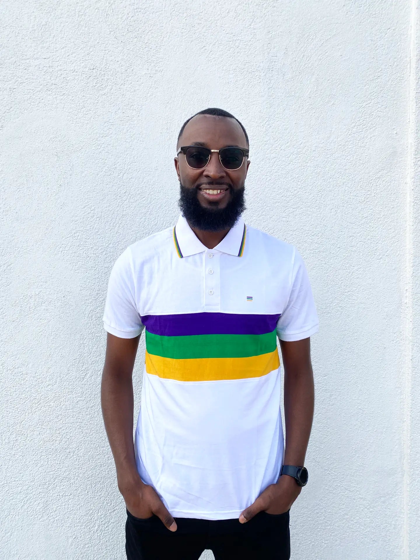 Chest Stripe Adult Short Sleeve Polo