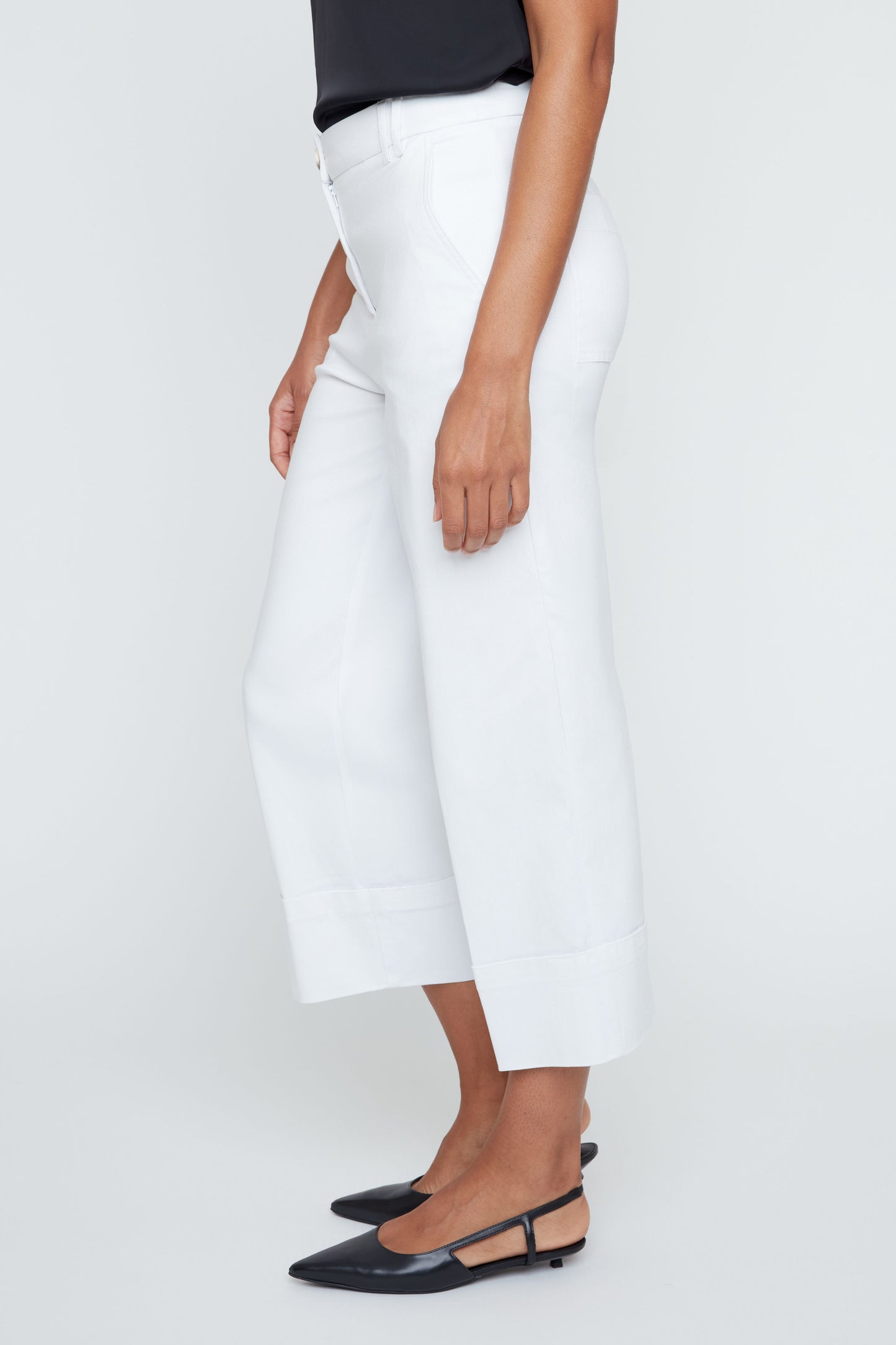 Cropped Straight Leg Cuffed Pant