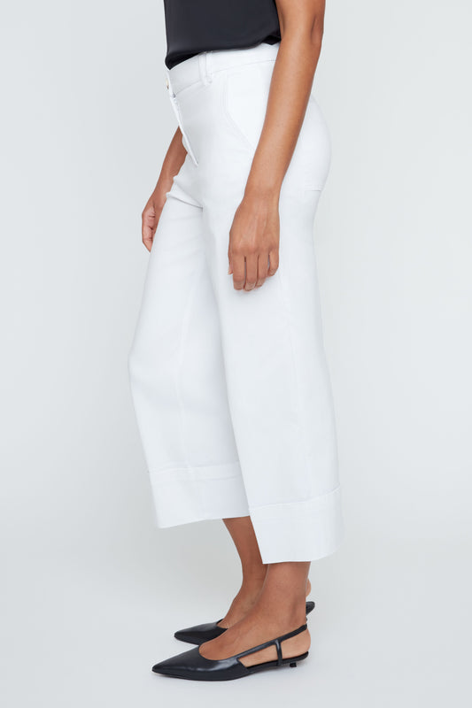Cropped Straight Leg Cuffed Pant