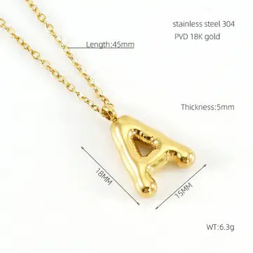 Stainless Steel Glossy Bubble Initial Necklace