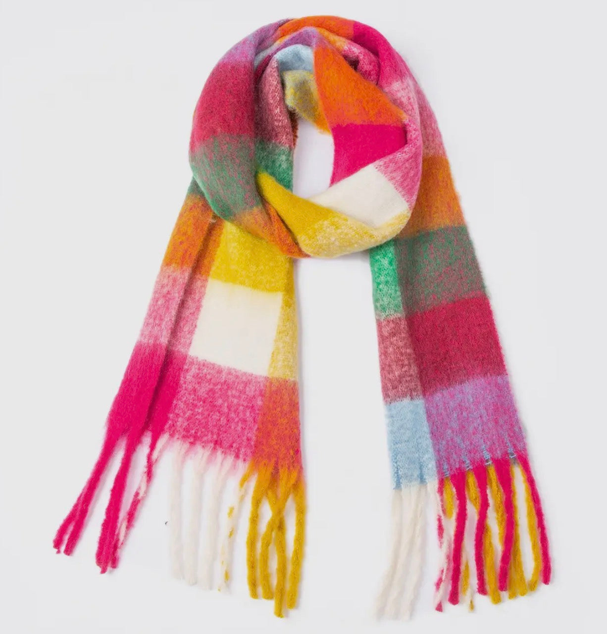 Chunky Plaid Fringe Scarf