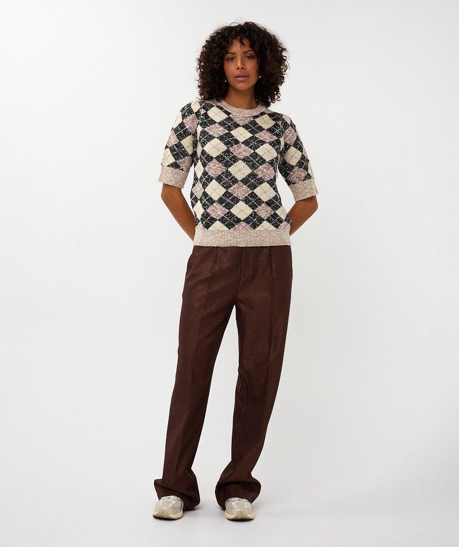Argyle Short Sleeve Sweater