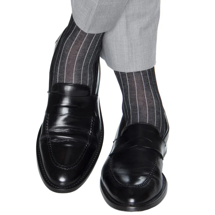 Dapper Classic Navy with Sky Blue Yolk Mini Neat Cotton Sock Mid Calf