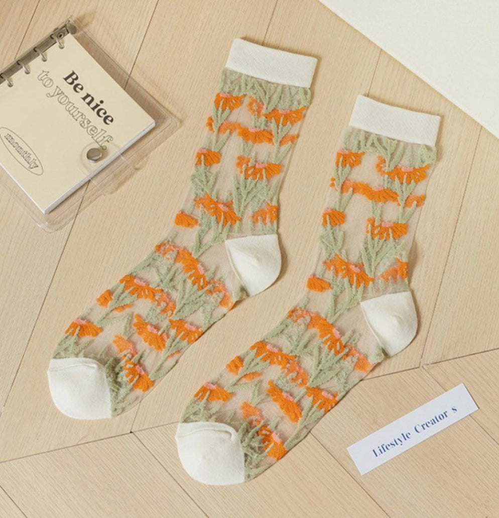 Floral Sheer Socks