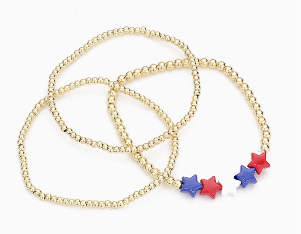 Flag Star Accented Stretch Bracelets