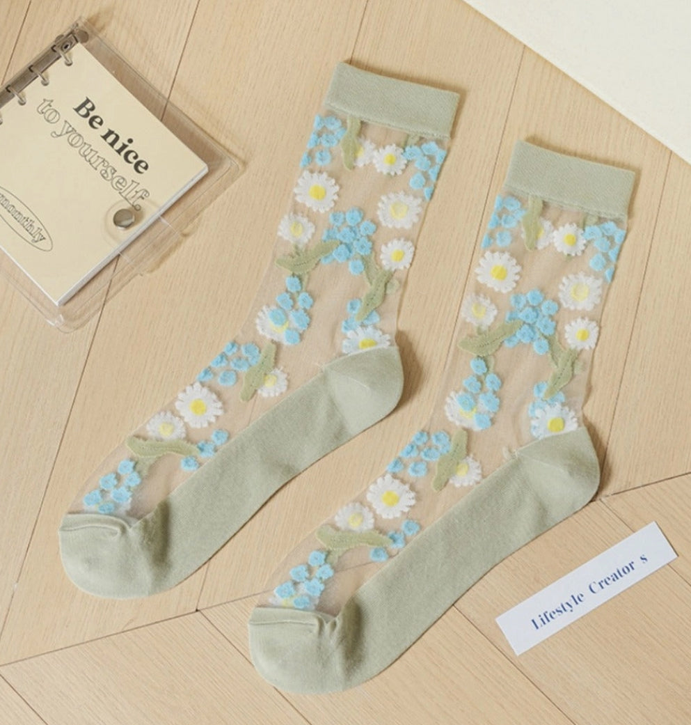 Floral Sheer Socks