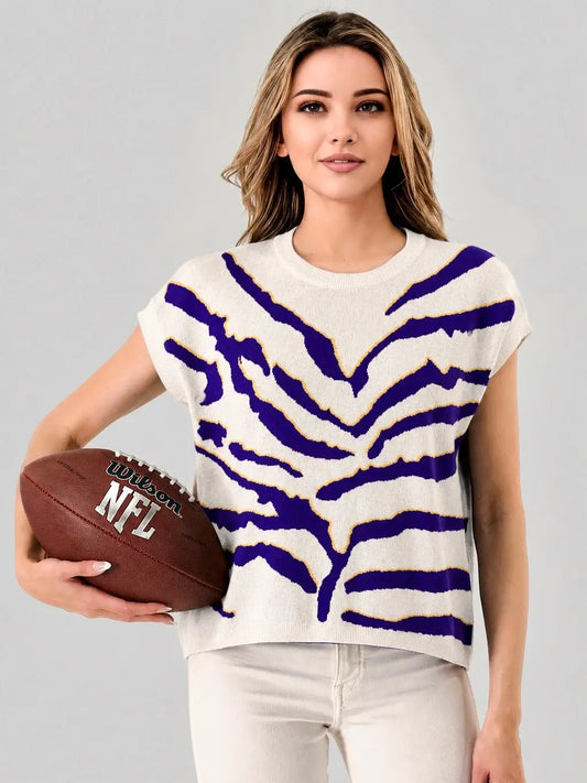 Tiger Print Knit Vest Top